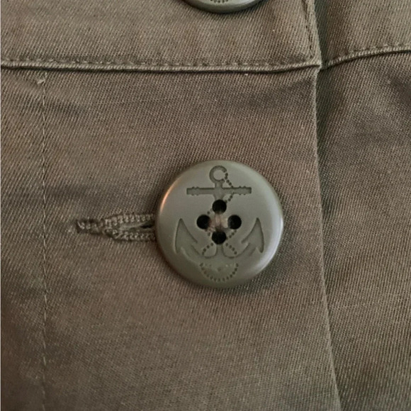 NWT Talbots Green Twill Button Front A-Line Skirt - Picture 6 of 7